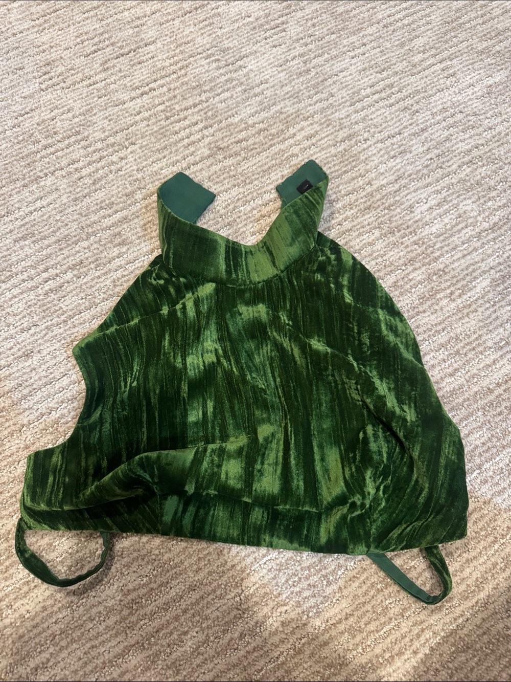 NBD Crinkled Velvet Backless Crop Top in Juniper Green - Picture 2 of 4